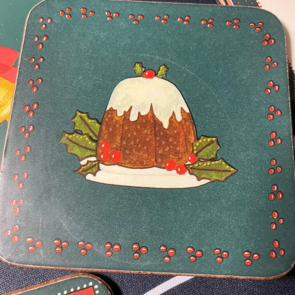Pimpernel Christmas Holiday Deluxe Coasters Set of‎ 6 - Vintage Made in England
